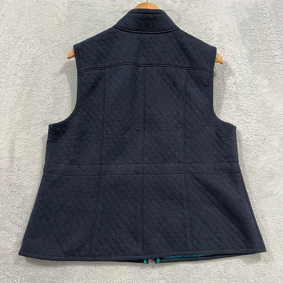 Talbots Vest Womens XL Petites Cinched Waist Quilted Zip-Up Navy Blue Preppy - Picture 2 of 9